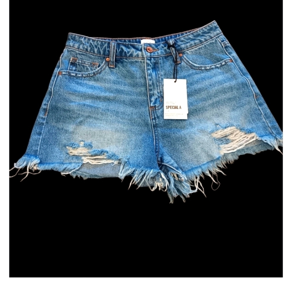 Special A Women's Frayed Blue Jean Shorts Sz S